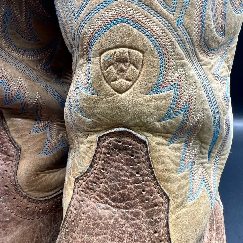 Ariat - Mens Leather Cowboy Boots, Clean up needed with splatter,Size: 10-1-2 EE